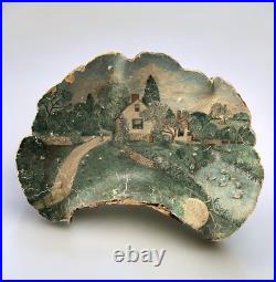 Antique American Folk Art Painting On Wood Mushroom 16 Neversink 1908 New York