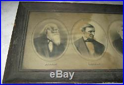 Antique American Folk Art Poet Mission Oak Urn Photo Picture Painting Wall Frame