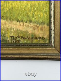 Antique American Folk Art Regionalism Painting Farm Landscape Children 24 Inch