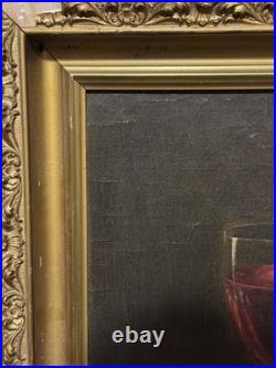 Antique American Folk Art Still Life Painting Lemon, Wine and Sugar Dated 1901