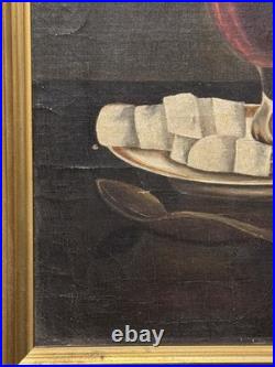 Antique American Folk Art Still Life Painting Lemon, Wine and Sugar Dated 1901