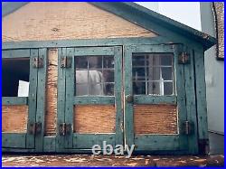 Antique Americana Folk Art Green Painted Wood Model of a Carriage House