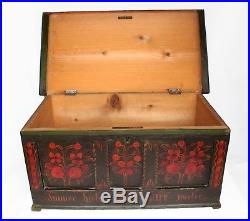 Antique Austrian / German Folk Art Painted Pine Keepsake Box / Chest