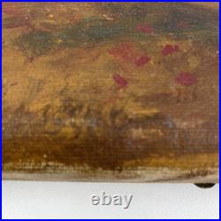 Antique Autumn Forest Tonalist Landscape Arts & Crafts Oil Painting Folk Art