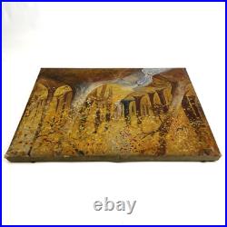 Antique Autumn Forest Tonalist Landscape Arts & Crafts Oil Painting Folk Art