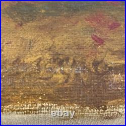 Antique Autumn Forest Tonalist Landscape Arts & Crafts Oil Painting Folk Art