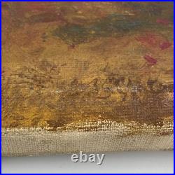 Antique Autumn Forest Tonalist Landscape Arts & Crafts Oil Painting Folk Art