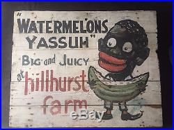 Antique Black Americana Hand Painted Folk Art Advertising Sign
