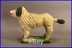 Antique Carved Wood Folk Art Primitive Poodle Figurine Statue Painted