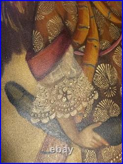 Antique Cuzco Colonial Oil Painting Archangel Gabriel 25.5X18 Inches