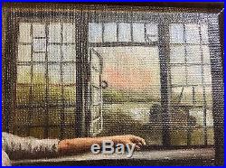 Antique Dated 1902 & Signed Victorian Folk Art Mother &Baby Oil Painting Canvas
