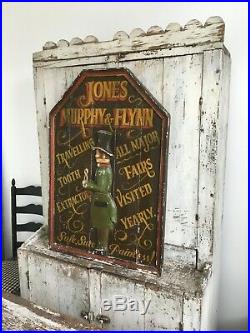 Antique Dental Advertising Wood Folk Art Trade Sign Original Alligator Paint