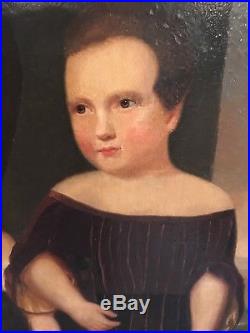 Antique EARLY AMERICAN FOLK ART Portrait Painting BROTHER & SISTER Massachusetts
