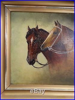 Antique EQUESTRAIN Primitive HORSE PORTRAIT Old BARN FOLK ART Oil PAINTING