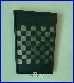 Antique EarlySmall Windsor Green Paint Wood Checker Board Folk Art Handmade AAFA