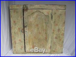 Antique Early 19th Century Folk Art Paint Decorated Wall Cabinet We Can Ship