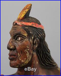 Antique Early 20thC American Folk Art Carved & Painted Native American Indian