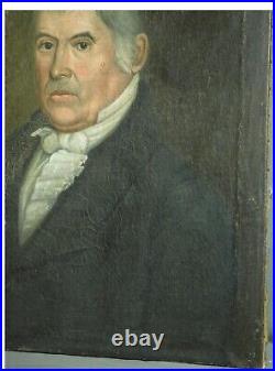 Antique Early American Portrait Painting Man Wart 1820 Attic Find Massachusetts
