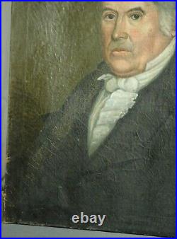 Antique Early American Portrait Painting Man Wart 1820 Attic Find Massachusetts