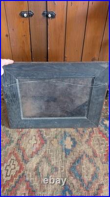 Antique Early Country Framed Metal Tin Floral Oil Painting 19
