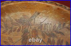 Antique Engraved Hand Painted Wood Bowl