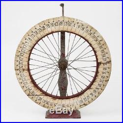 Antique Fair Roulette Game Wheel of Chance Painted Wood Folk Art 26-1/4 Tall