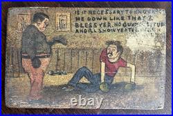 Antique Folk Art Boxers Comedic Painting 1925 Based on a Postcard Antique Folk Art Boxers Comedic Painting 1925 Based on a Postcard