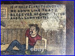 Antique Folk Art Boxers Comedic Painting 1925 Based on a Postcard Antique Folk Art Boxers Comedic Painting 1925 Based on a Postcard