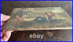 Antique Folk Art Boxers Comedic Painting 1925 Based on a Postcard Antique Folk Art Boxers Comedic Painting 1925 Based on a Postcard