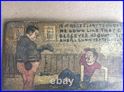 Antique Folk Art Boxers Comedic Painting 1925 Based on a Postcard Antique Folk Art Boxers Comedic Painting 1925 Based on a Postcard