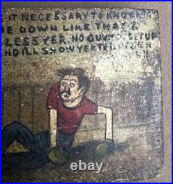 Antique Folk Art Boxers Comedic Painting 1925 Based on a Postcard Antique Folk Art Boxers Comedic Painting 1925 Based on a Postcard