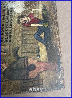 Antique Folk Art Boxers Comedic Painting 1925 Based on a Postcard Antique Folk Art Boxers Comedic Painting 1925 Based on a Postcard