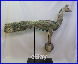 Antique Folk Art Carved Wood Painted Peacock From Hen House Shipping Available