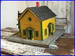 Antique Folk Art Doll / Bird House Architectural Model Wood Ooak Original Paint