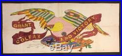 Antique Folk Art Eagle US Grant Banner Fraktur Painting Henry Lapp Lancaster PA