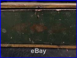 Antique Folk Art Paint Decorated & Stenciled Box, Green Paint, PA. 101/2 x 5 x 4