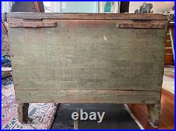 Antique Folk Art Painted & Floral Decorated Pine Wood Blanket Chest