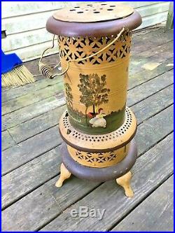Antique Folk Art Painted Perfection #525 Kerosene/Oil Heater Primitive Table
