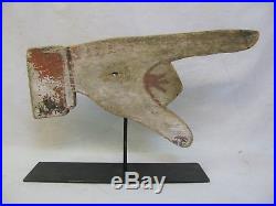 Antique Folk Art Painted Wooden Pointing Hand Sign