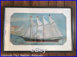 Antique Folk Art Ship Painting of the Alice R. Ray