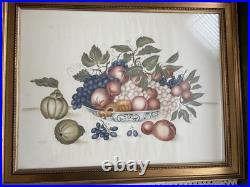 Antique Folk Art Signed Theorem Painting By Ruth S Szalasny 25x 32