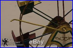 Antique Folk Art Tin Toy Crank Driven Ferris Wheel Carnival Ride Hand Painted
