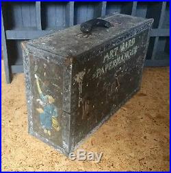 Antique Folk Art Tool Chest With Uncle Sam, Dutch Boy Paintings