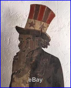 Antique Folk Art Uncle Sam Mailbox Holder in Original Paint Early 20th Century