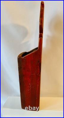 Antique Folk Art Wood Candle Box Old Red Paint Wall Pocket Flame Star 13.5 Tall Antique Folk Art Wood Candle Box Old Red Paint Wall Pocket Flame Star 13.5 Tall