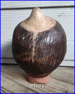 Antique Folk Hand Carved Head of an Oriental Woman in Original Paint