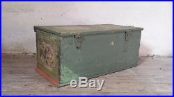 Antique French Dowry Chest Hand Painted Wedding Chest Folk Art Wedding Trunk