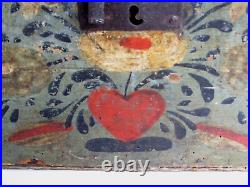 Antique French Folk Art Hand Painted Wedding Chest 18th 19th c. 16 X 10 X 11