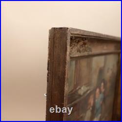 Antique French School Painting Children Playing Student Classroom Genre Folk Art