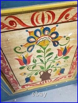 Antique German Dutch Painted folk Art Wedding Trunk primitive chest Wisconsin